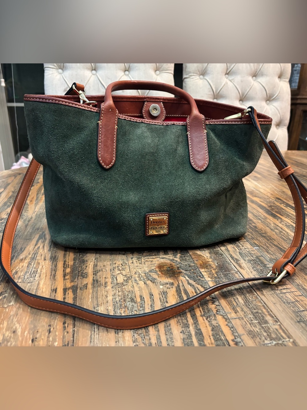Dooney & Bourke Olive Suede Tote Bag
